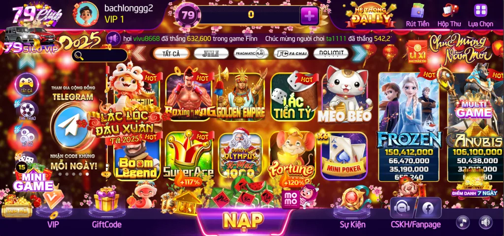 Kho game đa dạng trên ứng dụng 79 club app